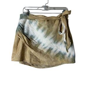Free People Tie-Dye Mini Skirt in Green and Tan